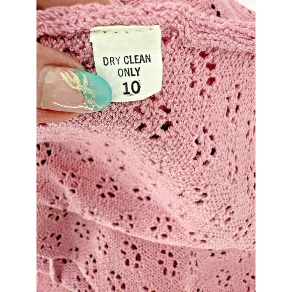 Vintage RARE GORGEOUS Miss Joann California Knit Crochet Pink Split Sleeve "10" - Picture 13 of 13